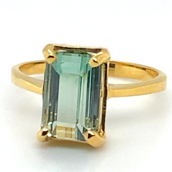 Bi Color Tourmaline 3.92ct Solid 14K Yellow Gold Ring - Picture 4 of 8